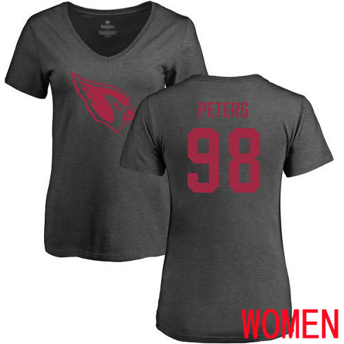 Arizona Cardinals Ash Women Corey Peters One Color NFL Football #98 T Shirt->women nfl jersey->Women Jersey